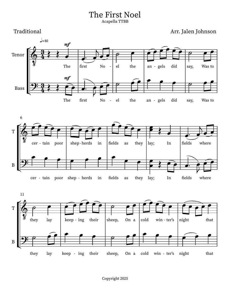 The First Noel The First Noel TTBB scores gallery preview page 1