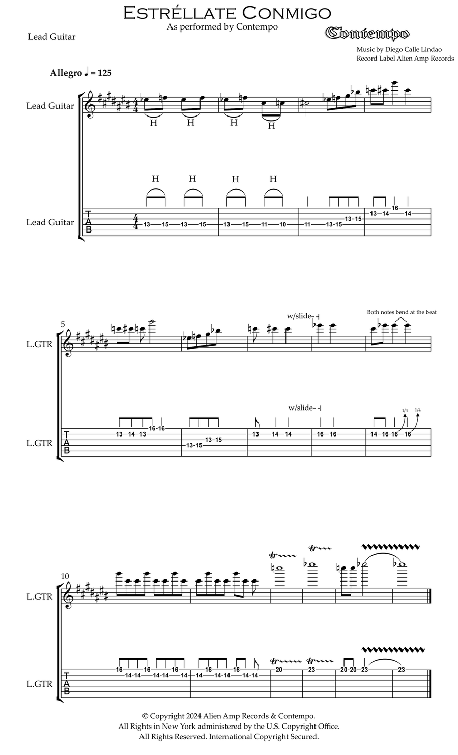 Estréllate Conmigo Acoustic Guitar scores gallery preview page 1