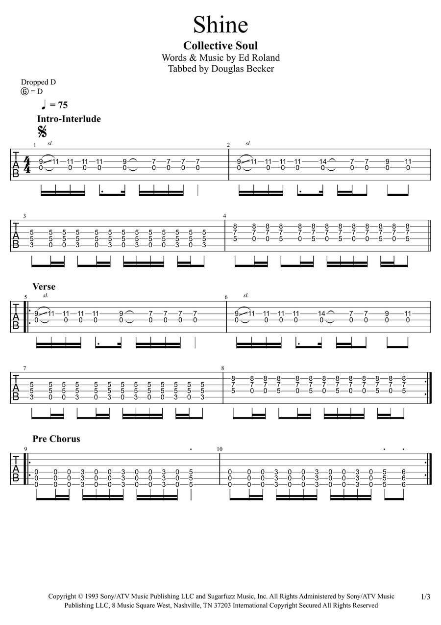 Shine Shine Acoustic Guitar scores gallery preview page 1