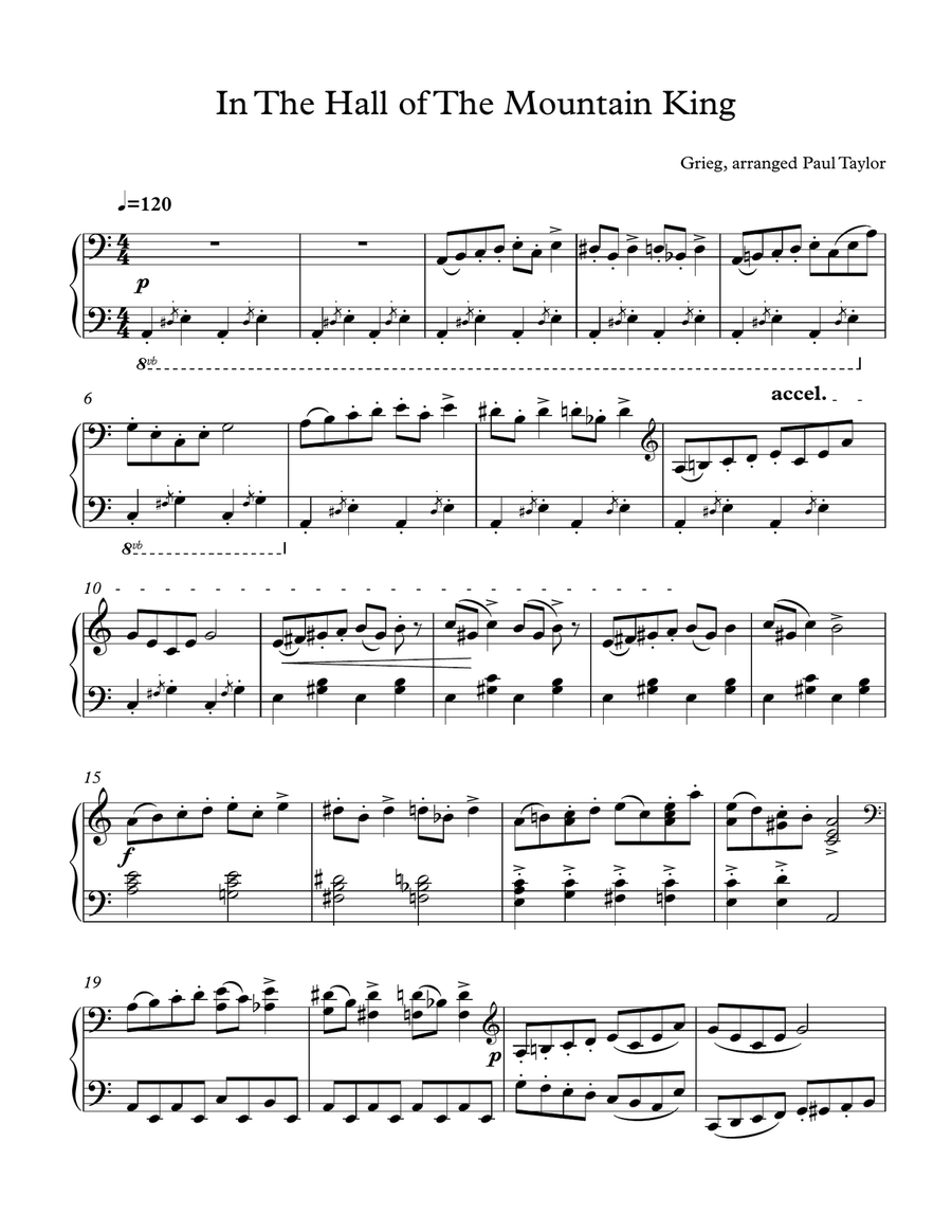 In the Hall of the Mountain King (Peer Gynt) Piano Solo scores gallery preview page 1