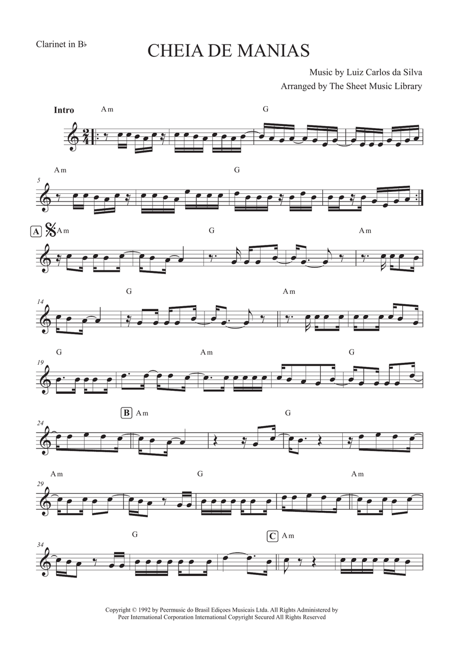 Cheia De Manias B-Flat Clarinet scores gallery preview page 1