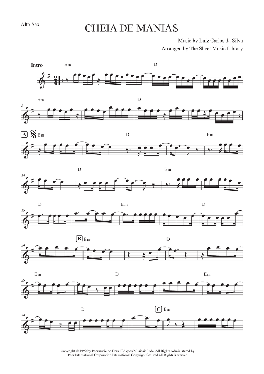 Cheia De Manias Cheia De Manias Alto Saxophone scores gallery preview page 1
