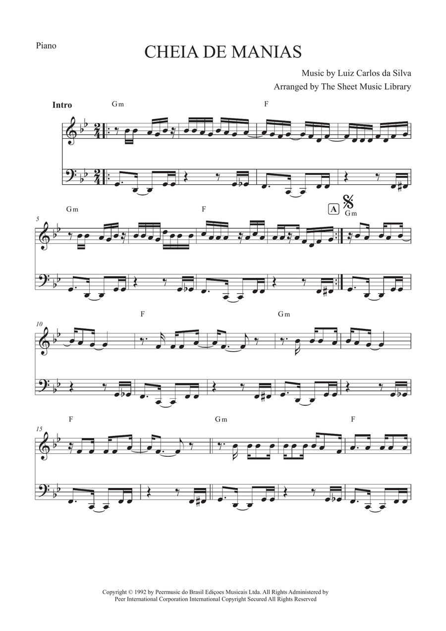 Cheia De Manias Cheia De Manias Piano, Vocal scores gallery preview page 1