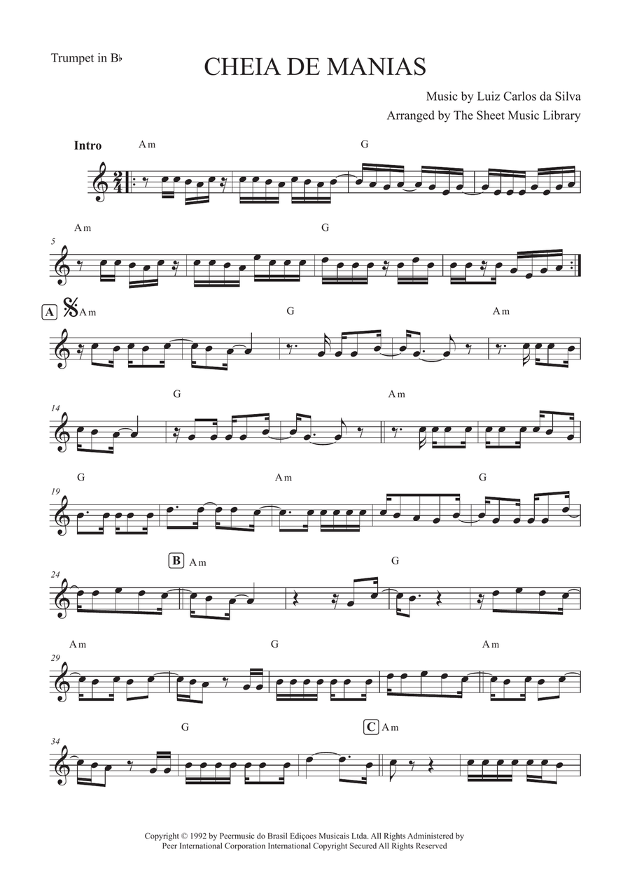 Cheia De Manias Cheia De Manias B-Flat Trumpet scores gallery preview page 1