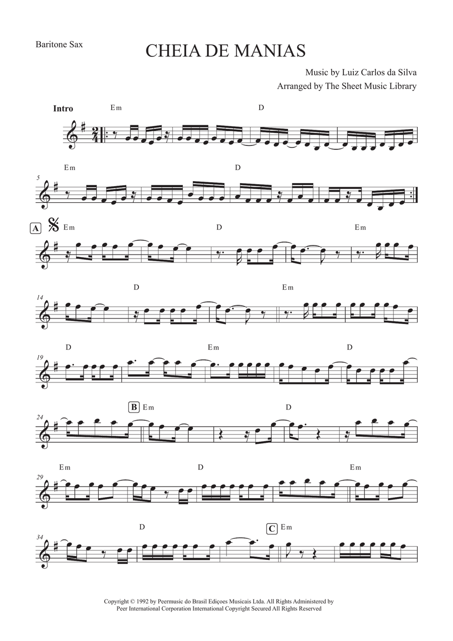 Cheia De Manias Cheia De Manias Baritone Saxophone scores gallery preview page 1