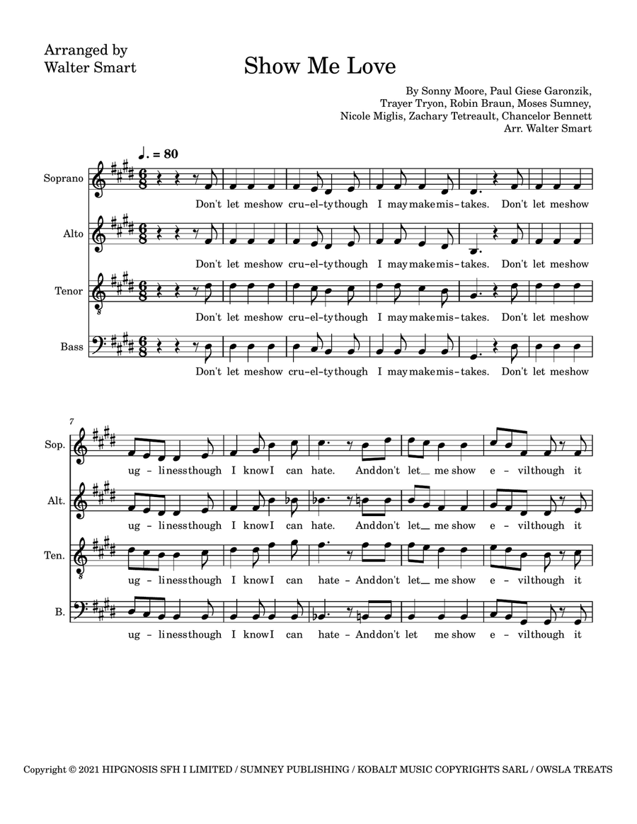 Show Me Love Skrillex Remix 4-Part scores gallery preview page 1