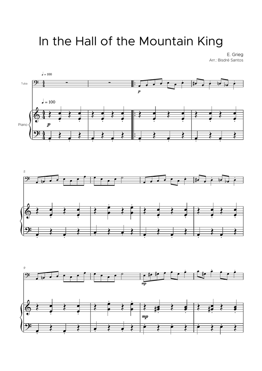 In the Hall of the Mountain King Tuba scores gallery preview page 1