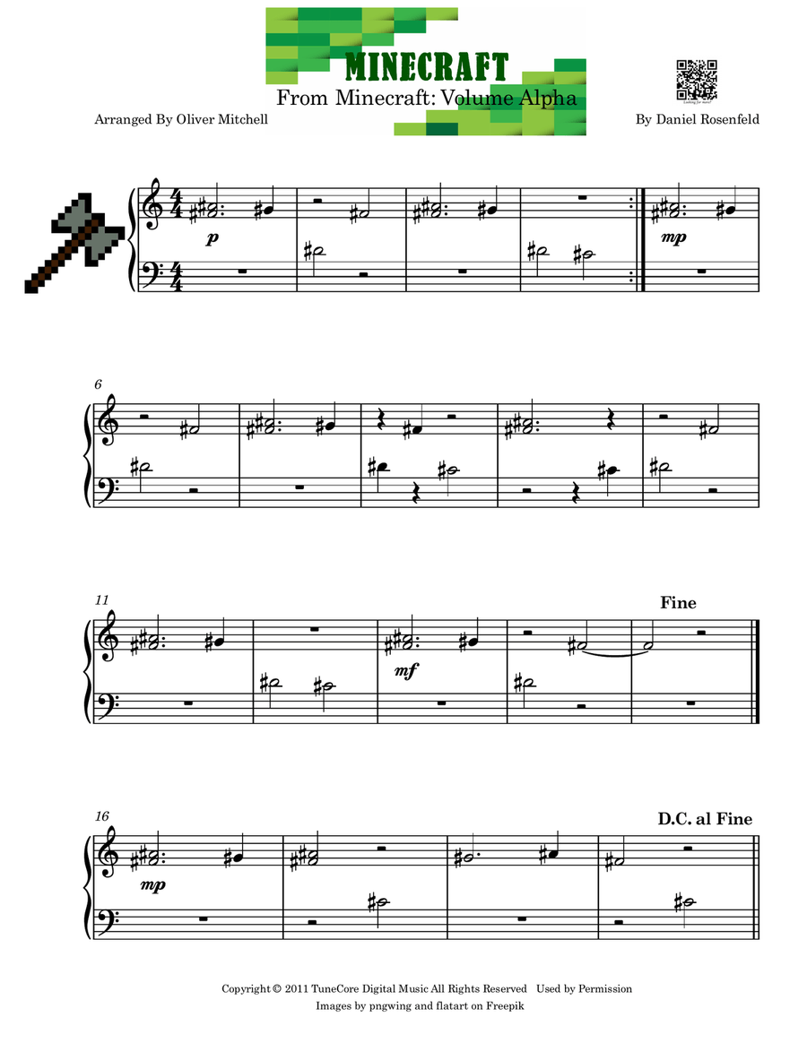 Minecraft Piano Method scores gallery preview page 1