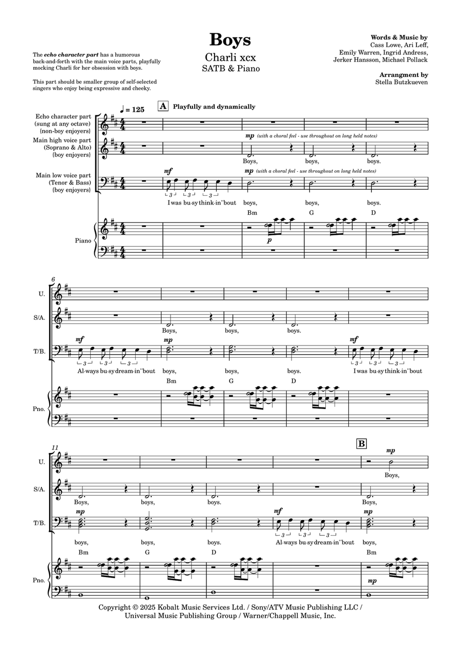 Boys Boys 4-Part scores gallery preview page 1