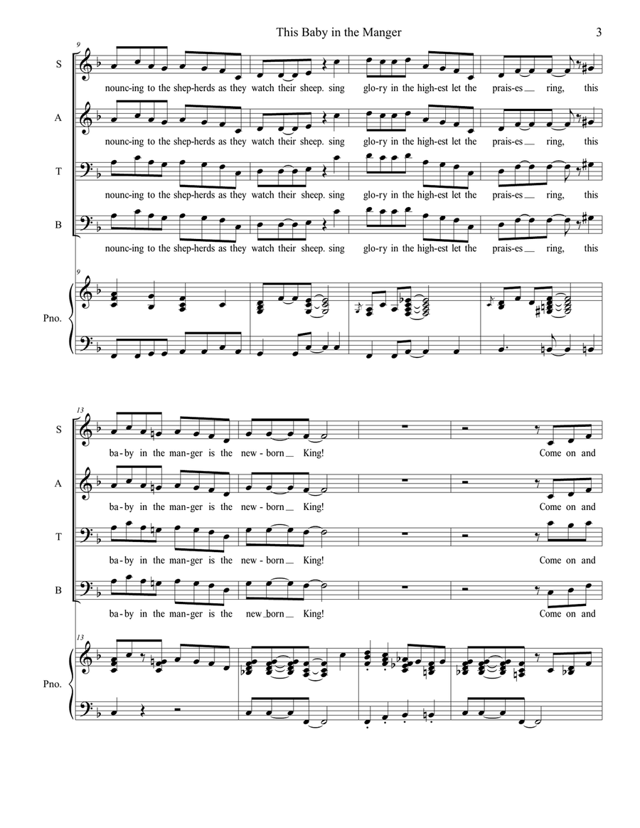 This Baby in the Manger This Baby in the Manger 4-Part scores gallery preview page 3