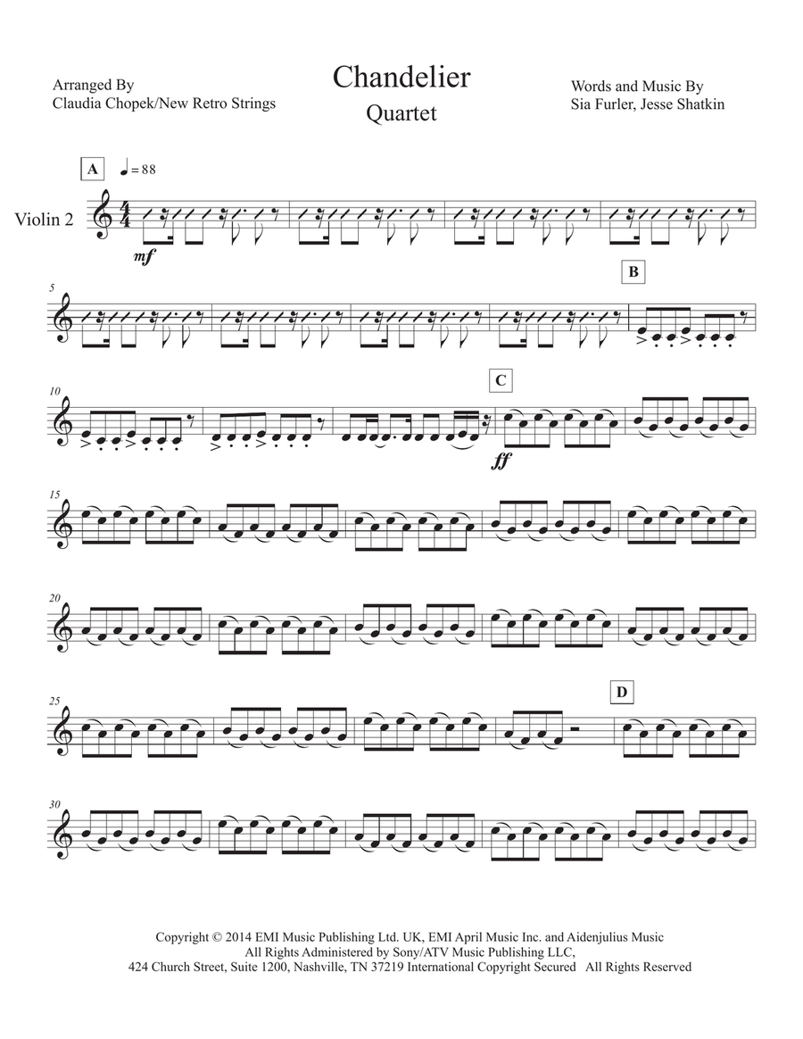 Chandelier Chandelier String Quartet scores gallery preview page 3