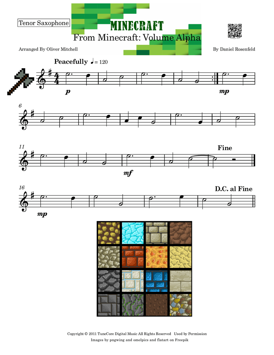 Minecraft Minecraft Tenor Saxophone scores gallery preview page 1