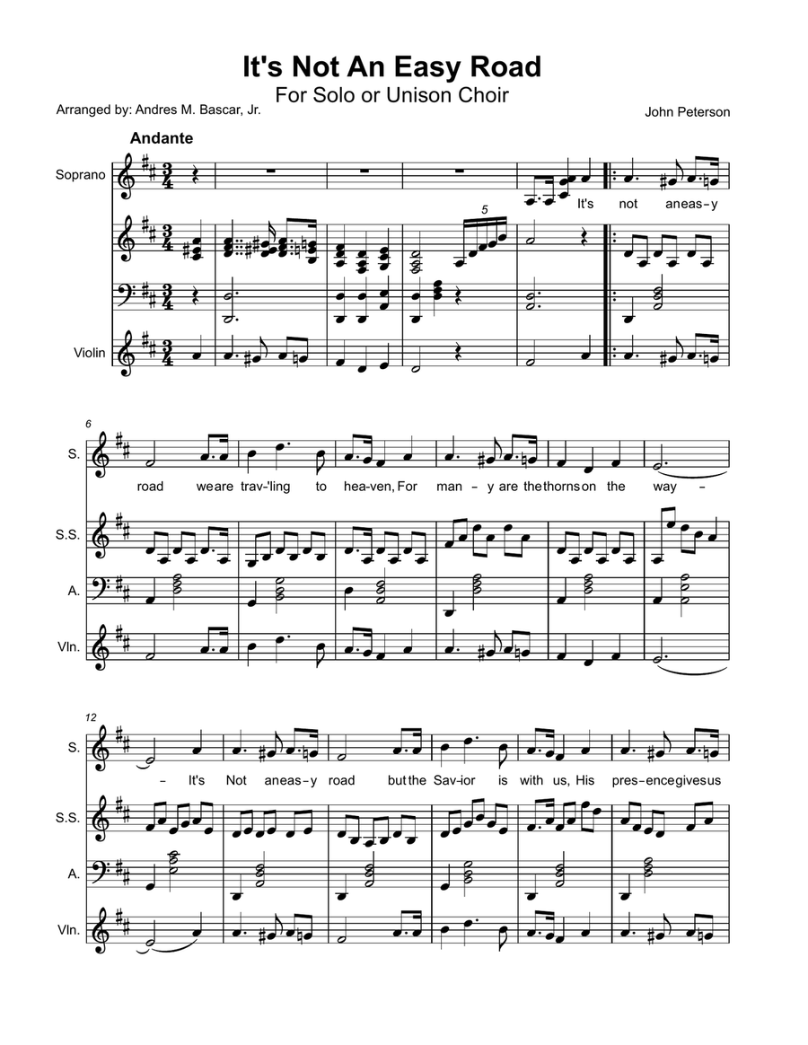 It's Not an Easy Road It's Not an Easy Road A Cappella scores gallery preview page 1