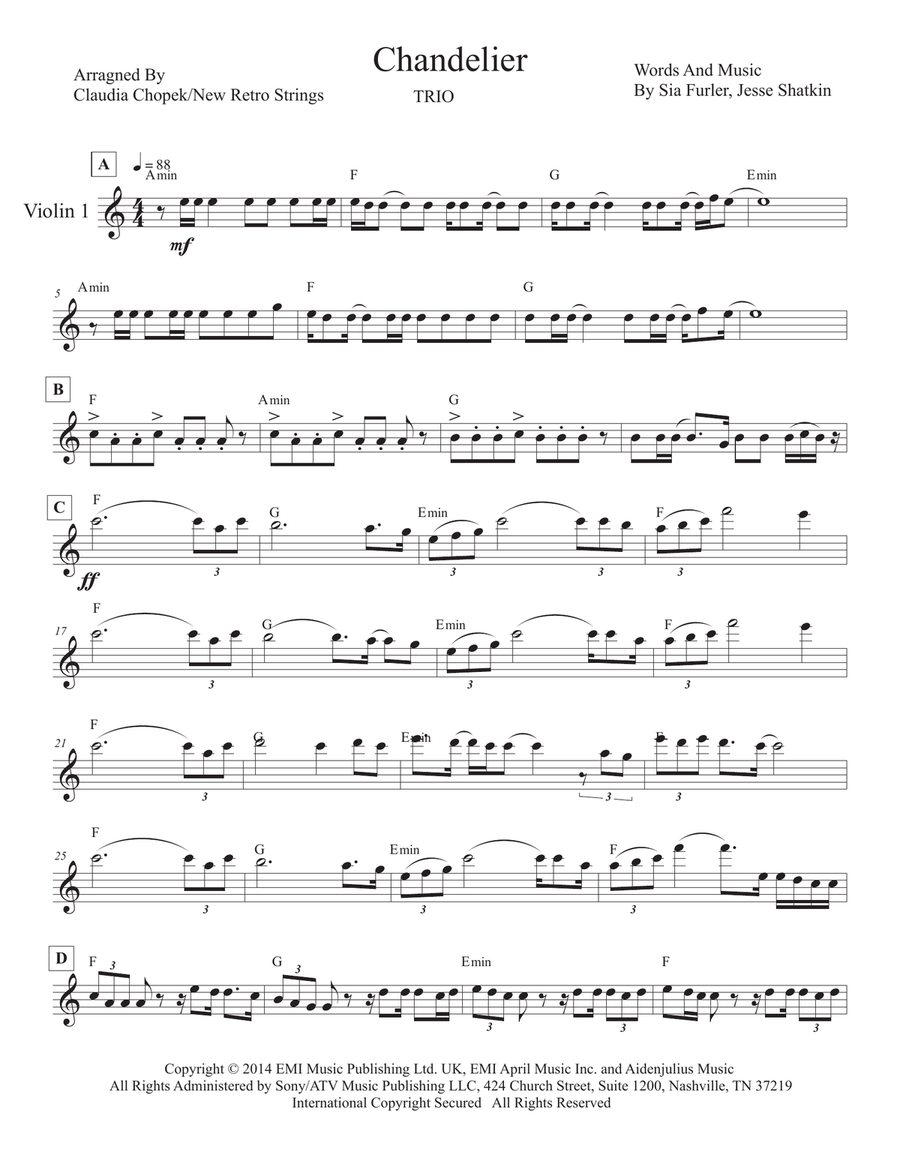 Chandelier Chandelier String Trio scores gallery preview page 1