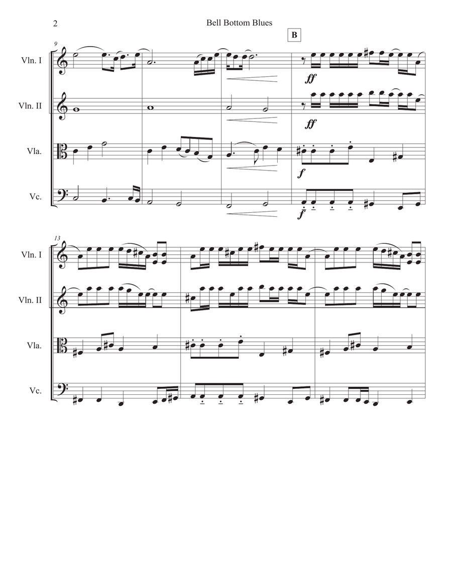 Bell Bottom Blues Bell Bottom Blues String Quartet scores gallery preview page 2