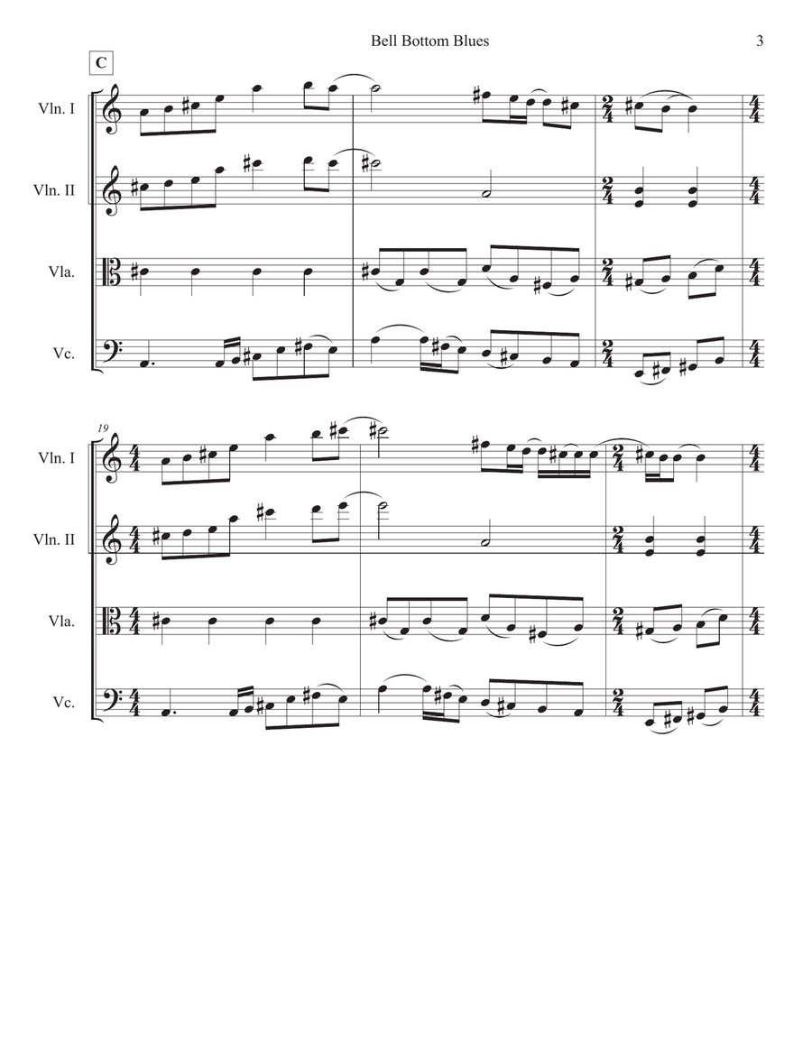 Bell Bottom Blues Bell Bottom Blues String Quartet scores gallery preview page 3