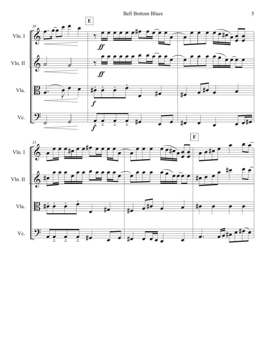 Bell Bottom Blues Bell Bottom Blues String Quartet scores gallery preview page 5