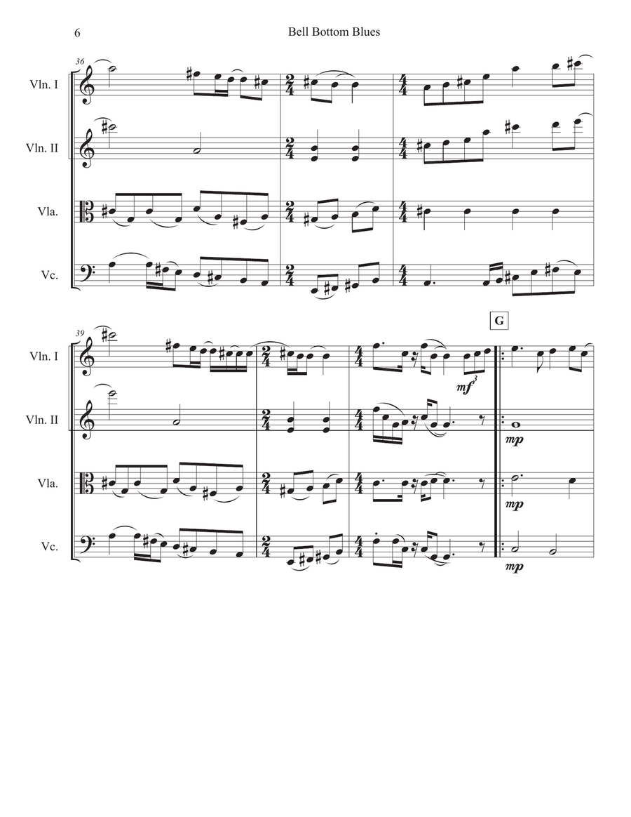 Bell Bottom Blues Bell Bottom Blues String Quartet scores gallery preview page 6