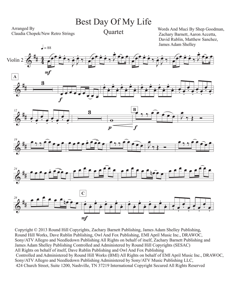 Best Day Of My Life Best Day Of My Life String Quartet scores gallery preview page 3