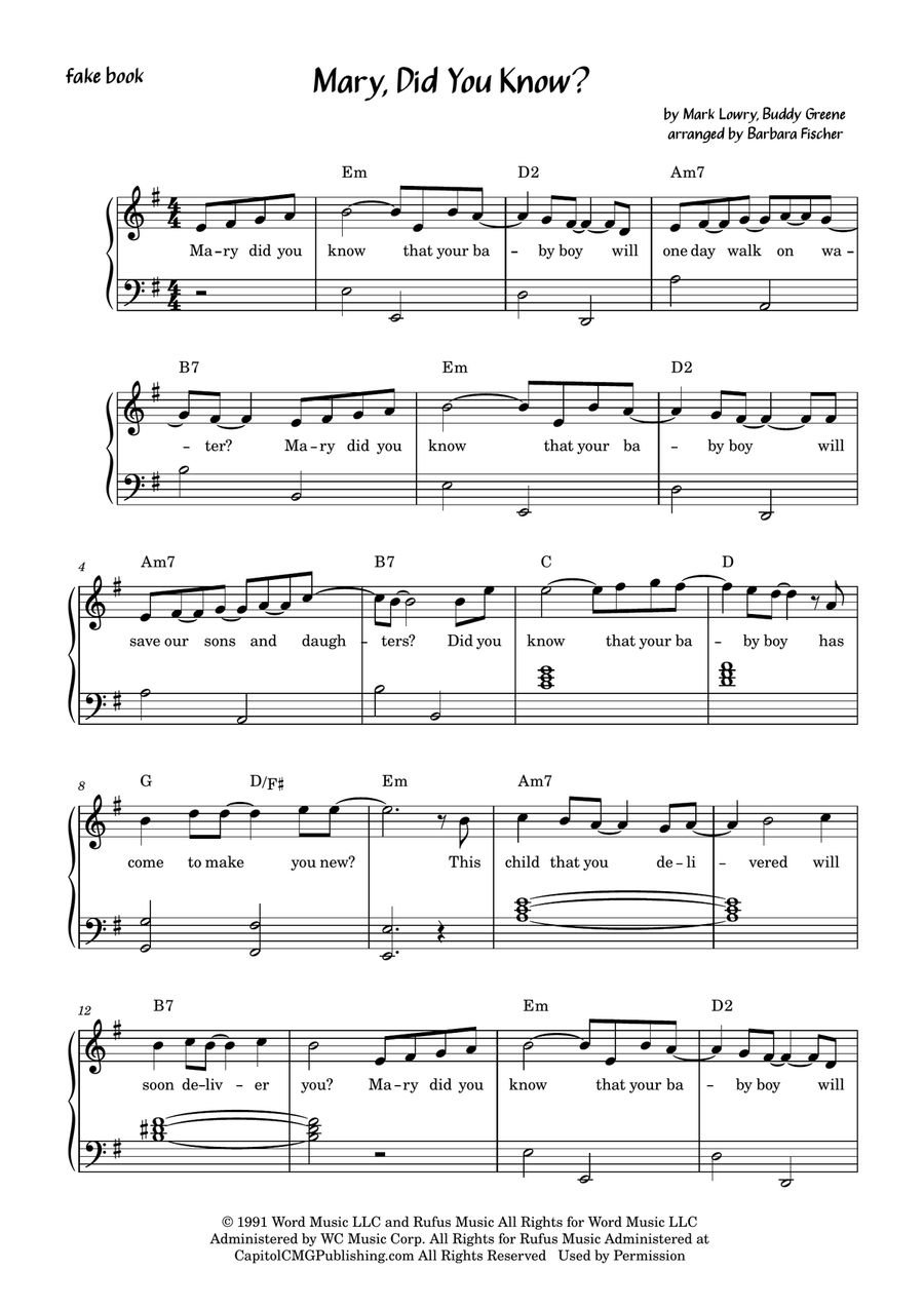 Mary, Did You Know? Mary, Did You Know? Piano scores gallery preview page 1