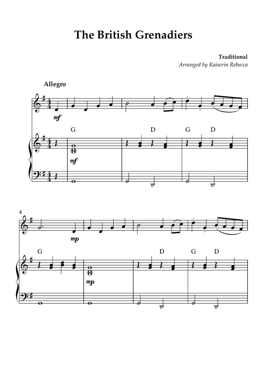 The British Grenadiers The British Grenadiers Flute Solo scores gallery preview page 1