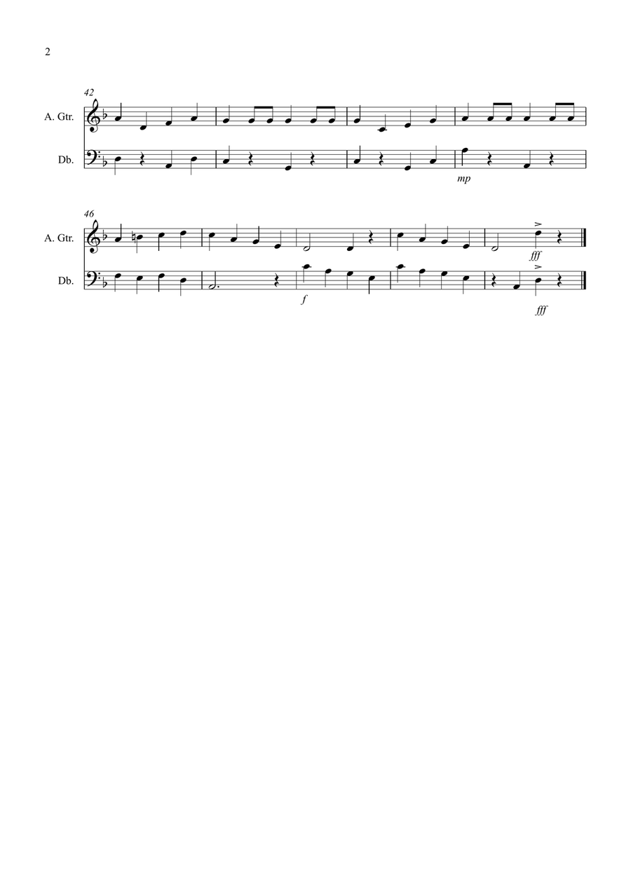 Drunken Sailor for Guitar and Double Bass Duet String Duet scores gallery preview page 2