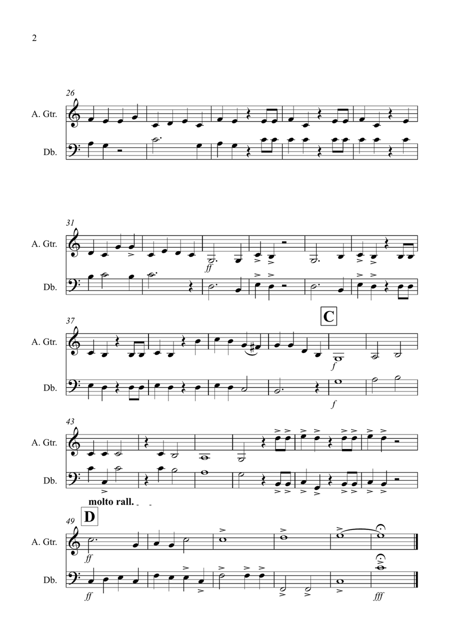 Hallelujah Chorus for Guitar and Double Bass Duet String Duet scores gallery preview page 2