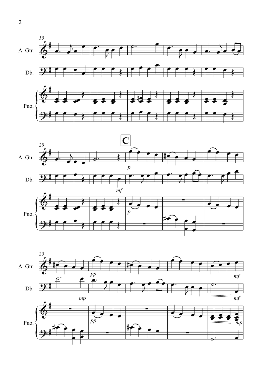 Auld Lang Syne for Guitar and Double Bass Duet String Duet scores gallery preview page 2