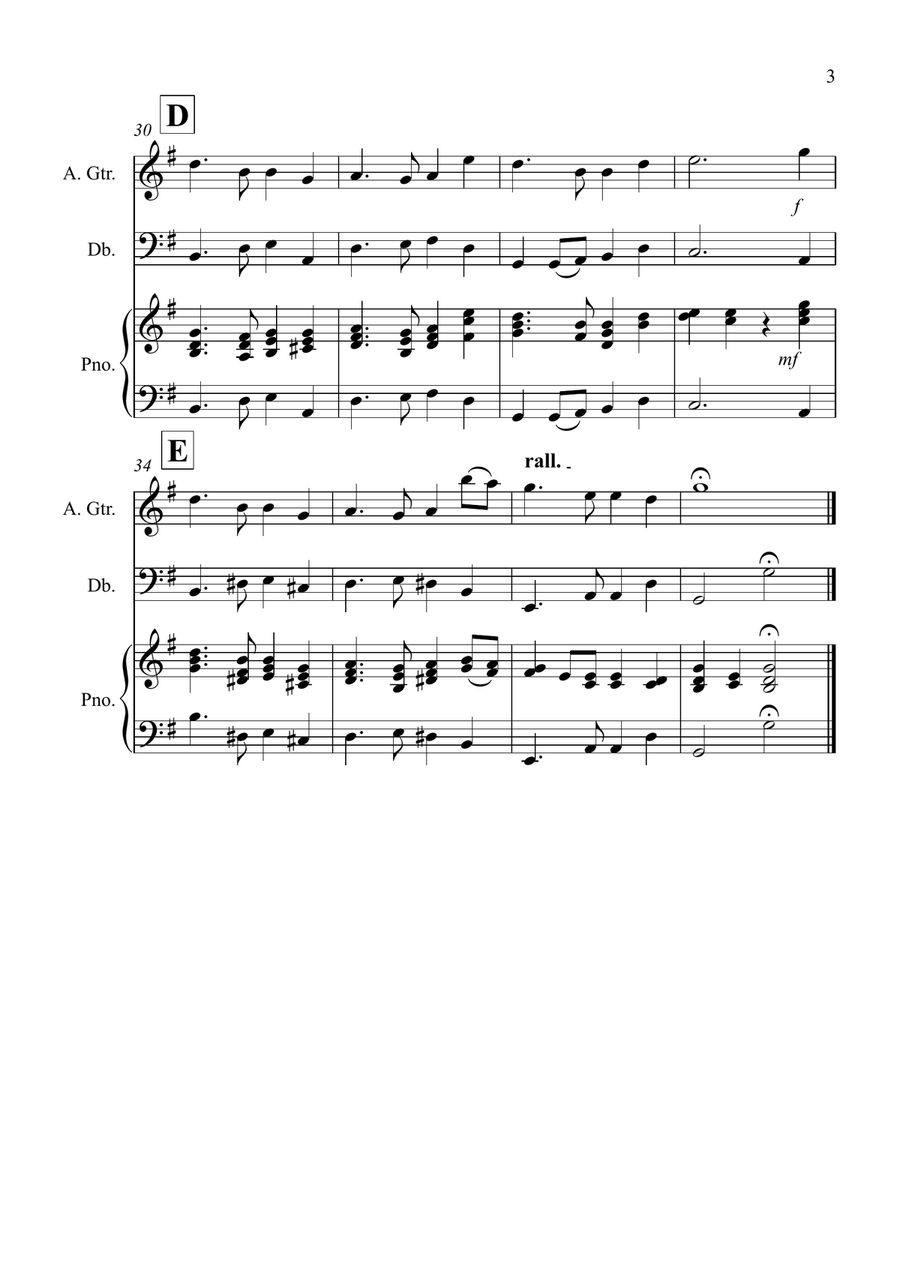 Auld Lang Syne for Guitar and Double Bass Duet String Duet scores gallery preview page 3