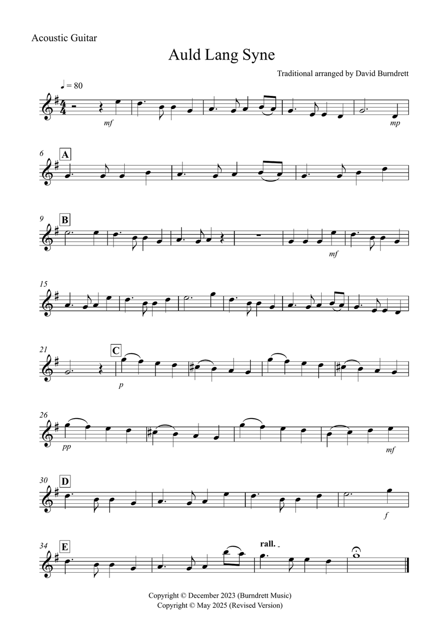 Auld Lang Syne for Guitar and Double Bass Duet String Duet scores gallery preview page 4