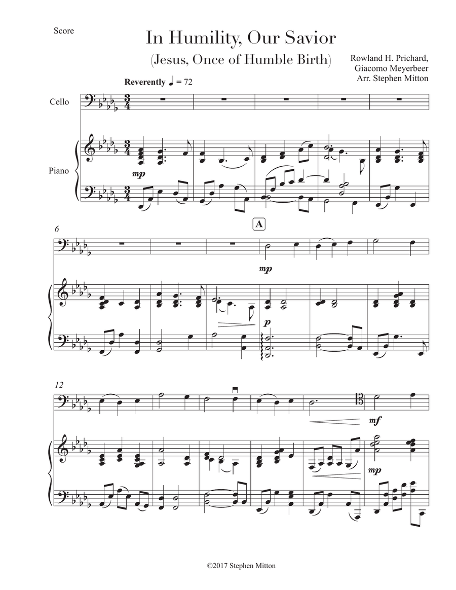 In Humility, Our Savior (Jesus, Once of Humble Birth) Chamber Music scores gallery preview page 1