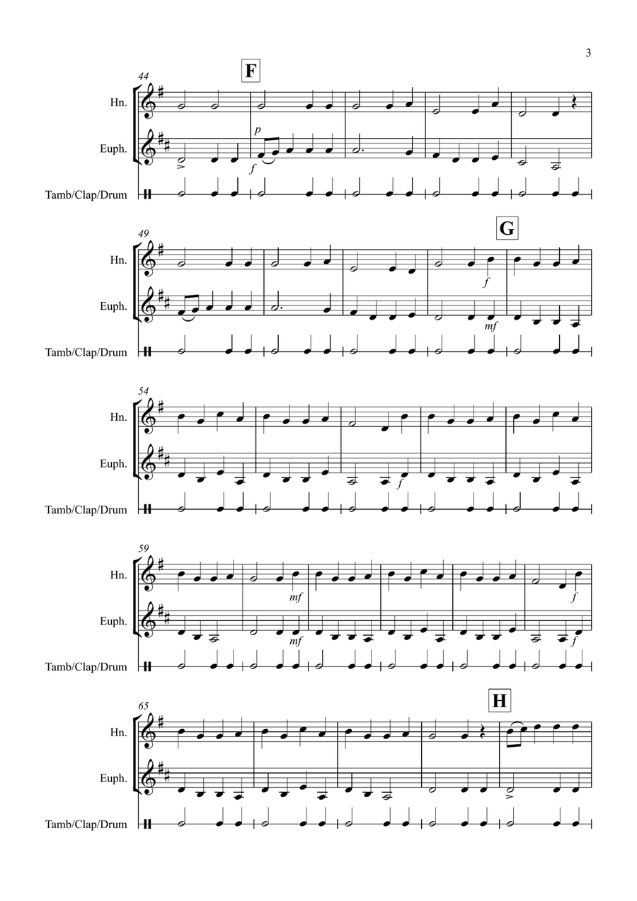 Basse Dance by Susato for Horn and Euphonium Duet Brass Duet scores gallery preview page 3