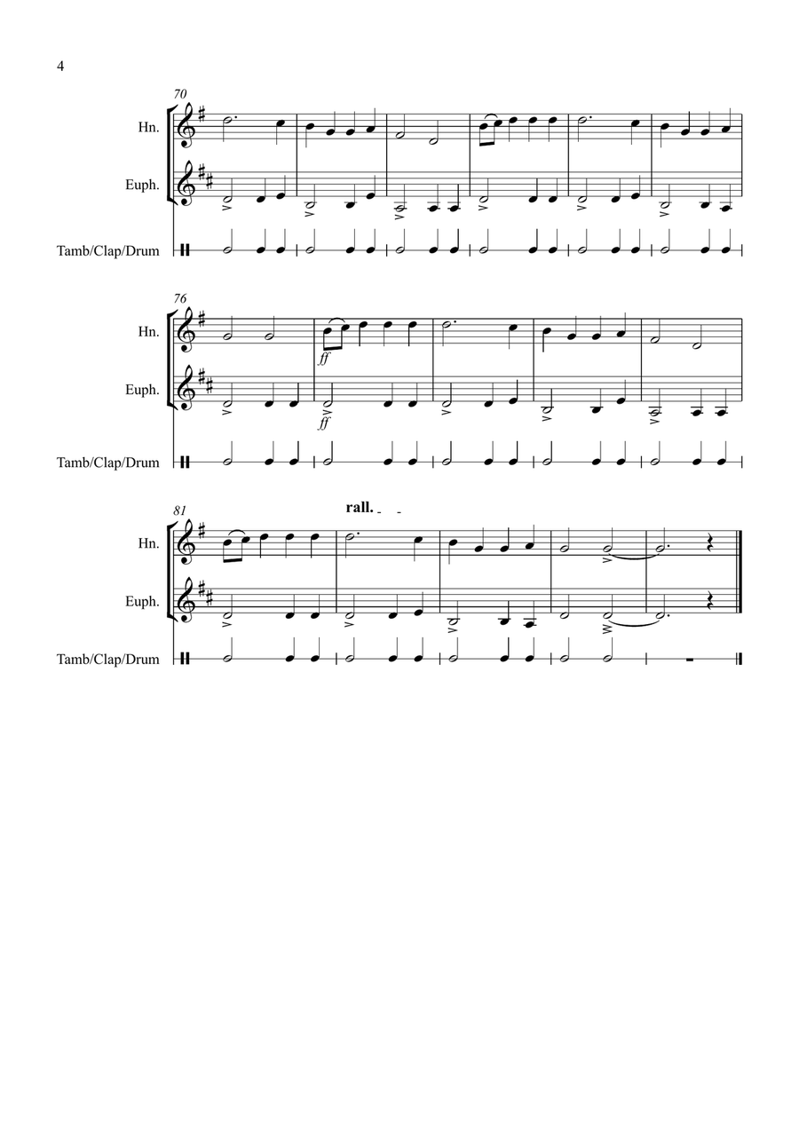 Basse Dance by Susato for Horn and Euphonium Duet Brass Duet scores gallery preview page 4