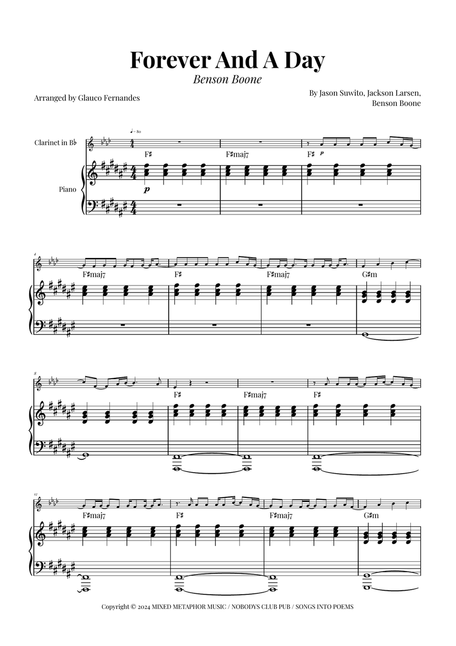 Forever And A Day B-Flat Clarinet scores gallery preview page 1