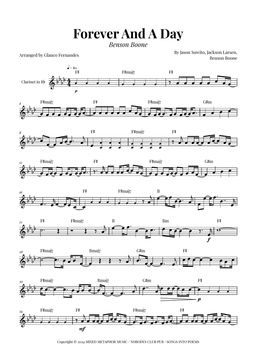 Forever And A Day B-Flat Clarinet scores gallery preview page 1