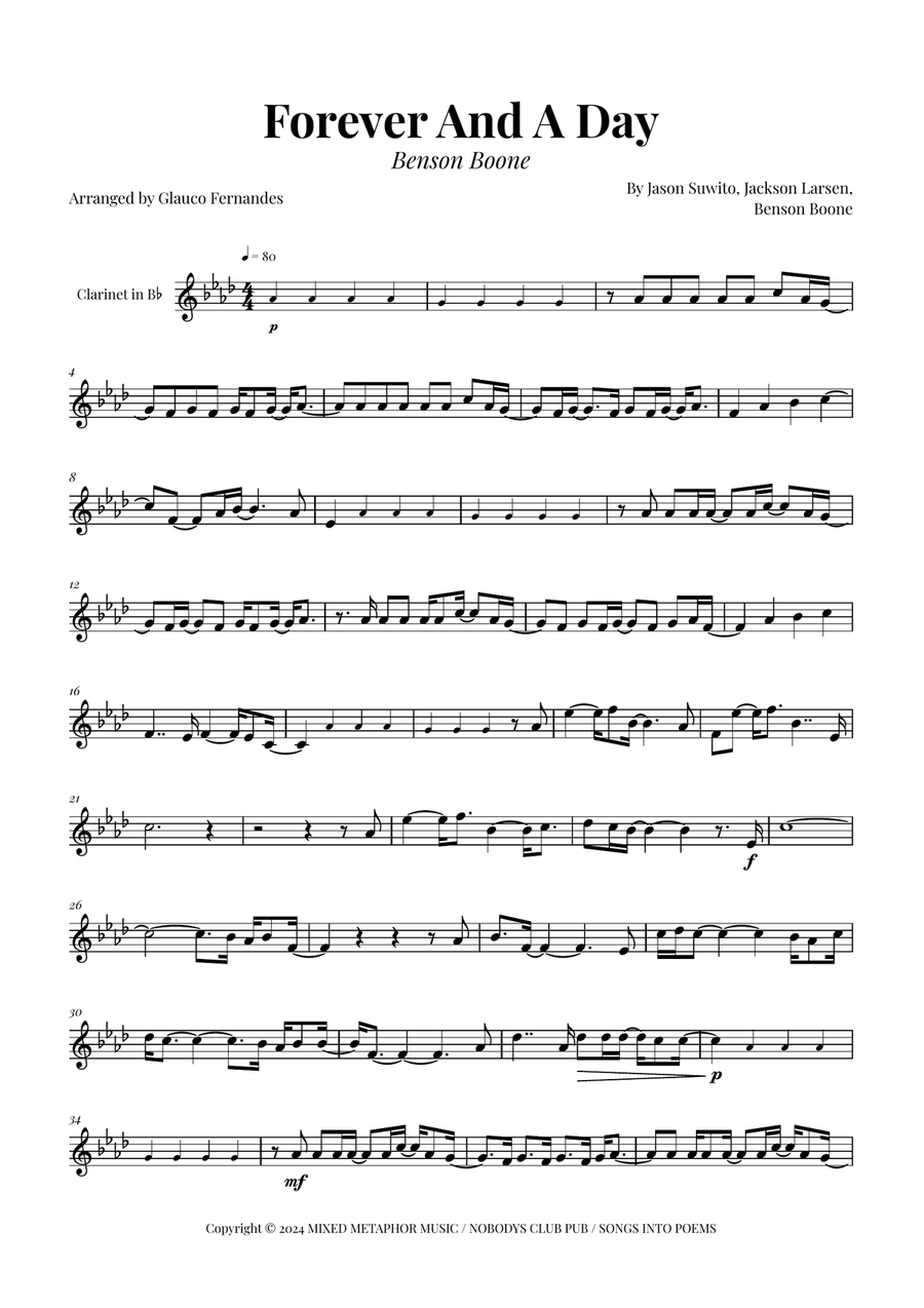 Forever And A Day B-Flat Clarinet scores gallery preview page 1