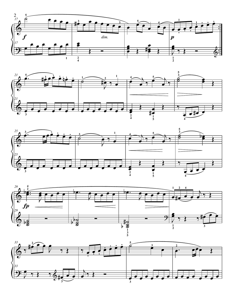 Lichner Sonatina in C Major Op.4, No.1, 1st movement Easy Piano scores gallery preview page 2