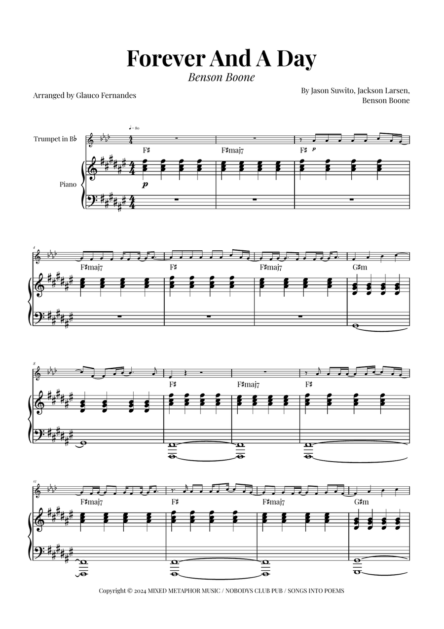 Forever And A Day B-Flat Trumpet scores gallery preview page 1