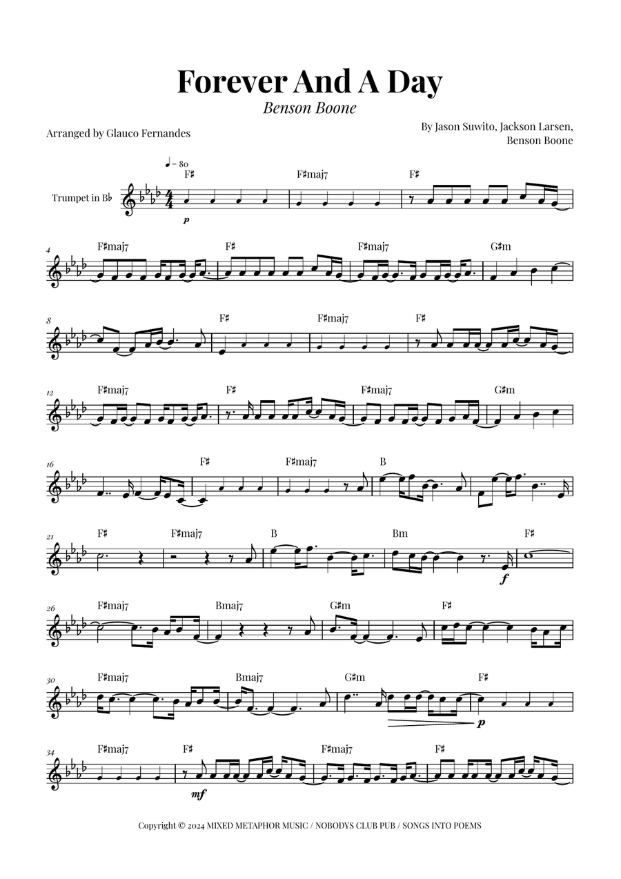 Forever And A Day B-Flat Trumpet scores gallery preview page 1