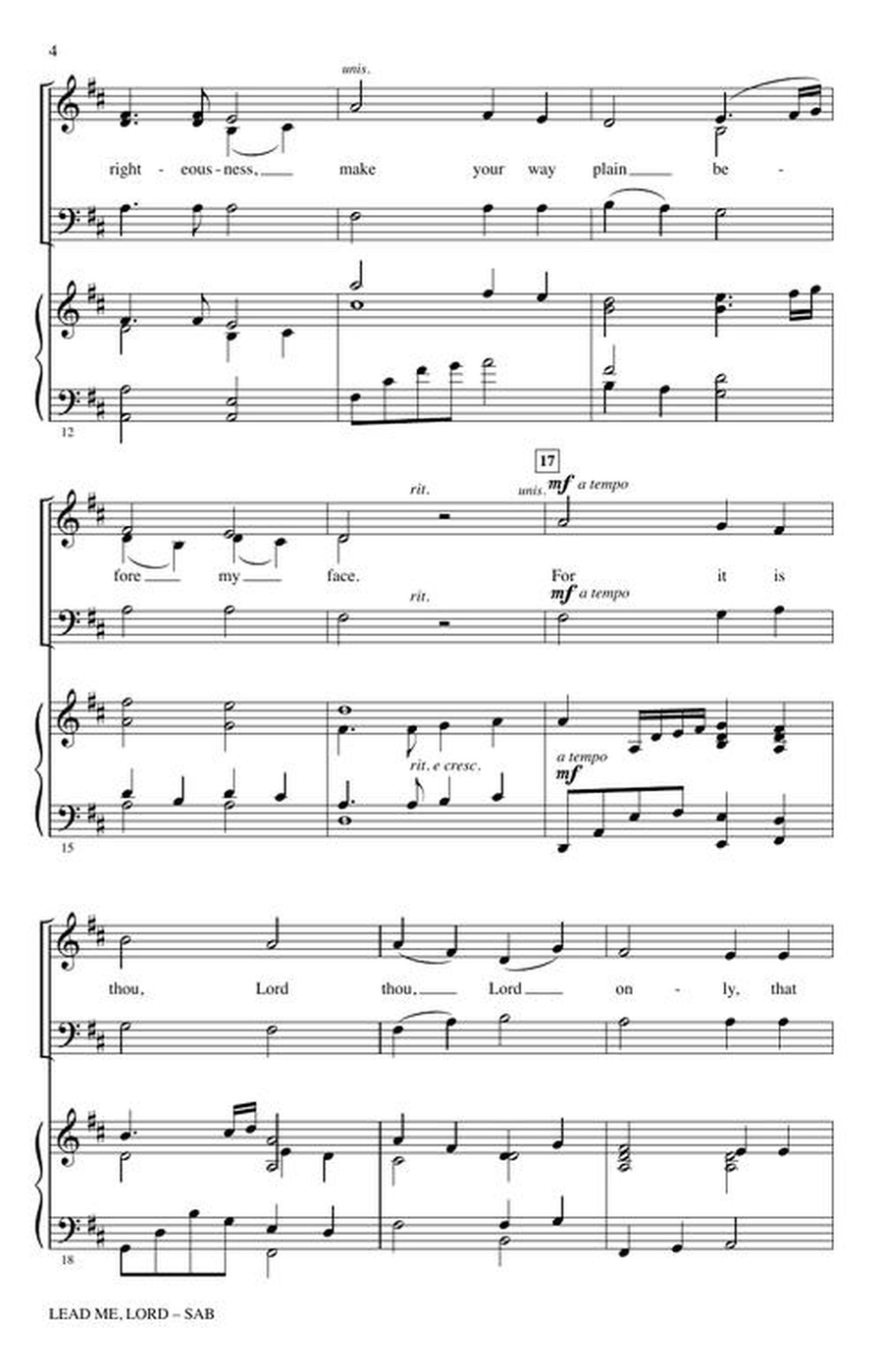 Lead Me, Lord Lead Me, Lord 3-Part scores gallery preview page 4