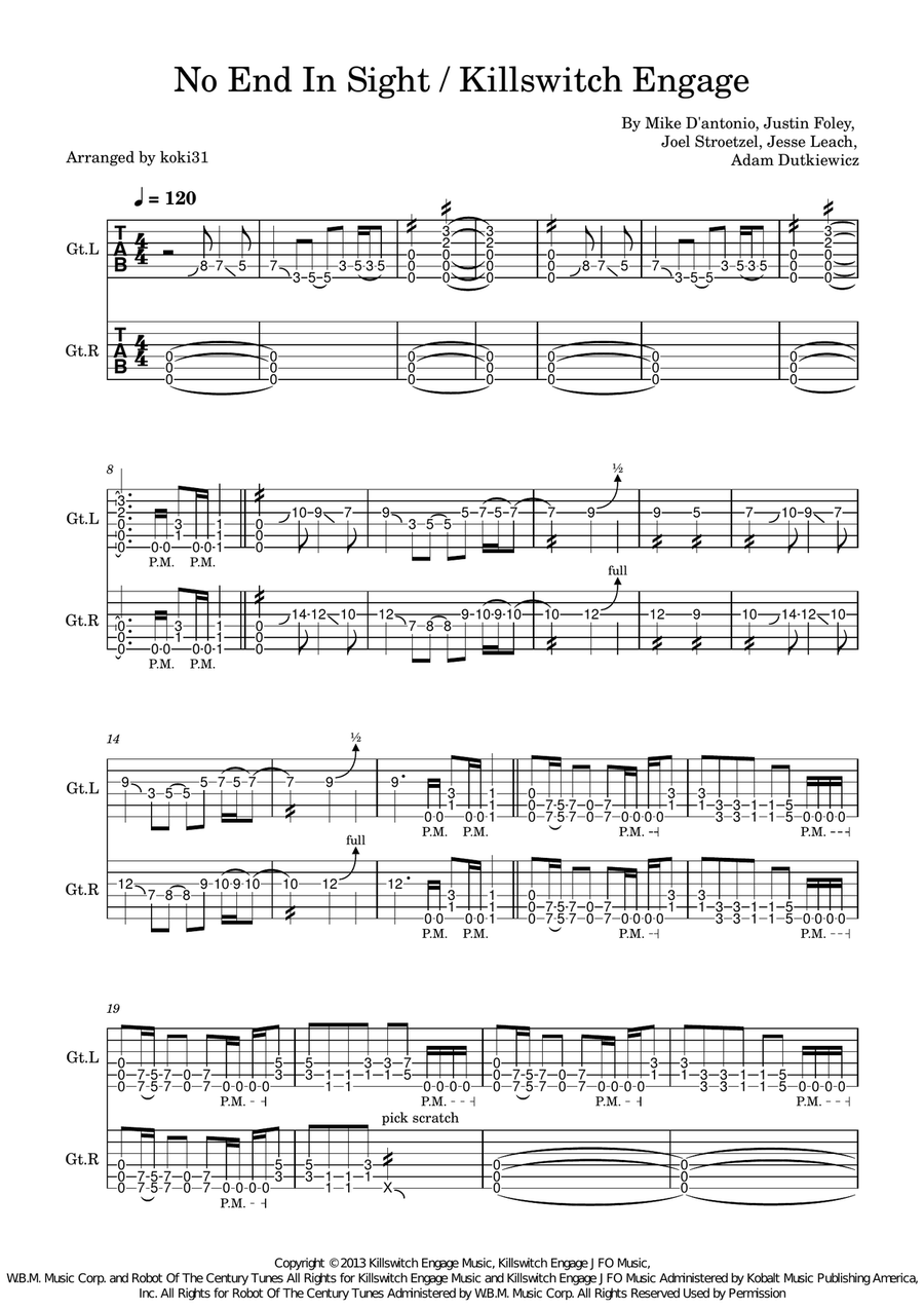 No End In Sight No End In Sight Guitar Tablature scores gallery preview page 1