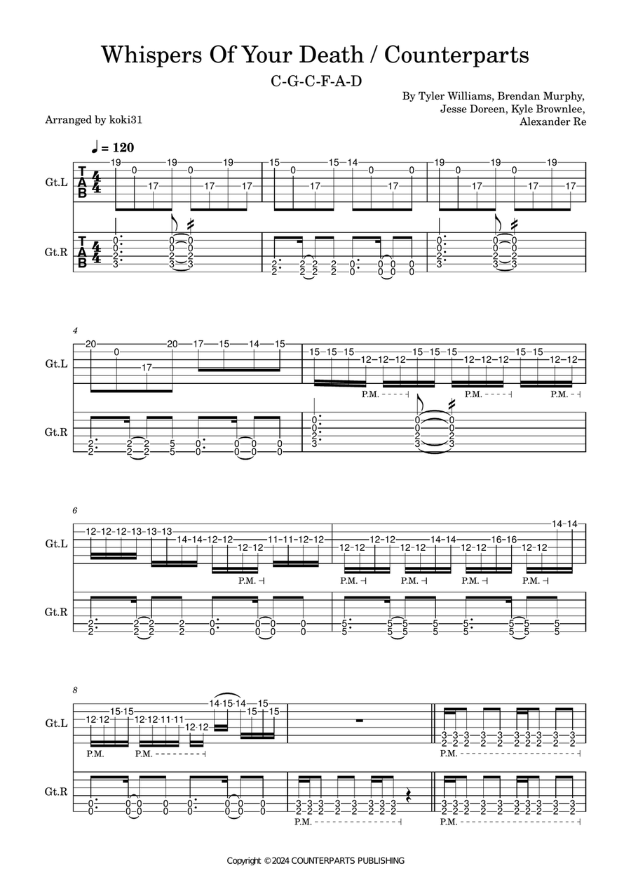 Whispers Of Your Death Whispers Of Your Death Guitar Tablature scores gallery preview page 1