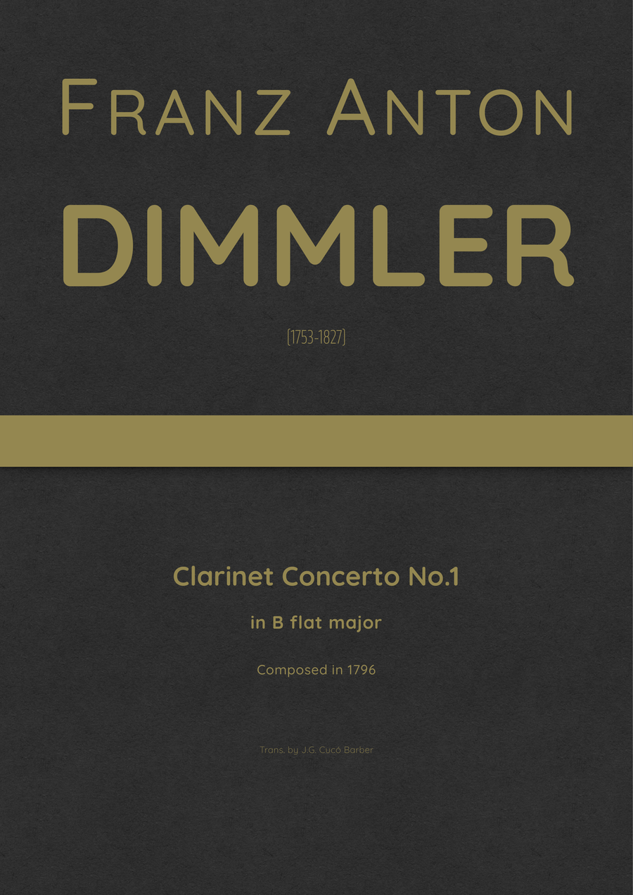 Dimmler - Clarinet Concerto No.1 in B flat major Full Orchestra scores gallery preview page 1