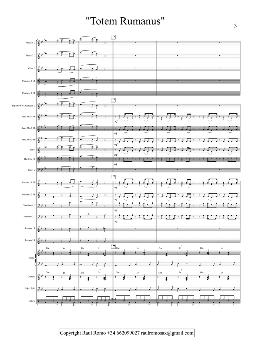 Totem rumanus - CONCERT BAND + rhythm section STUDENT BAND Concert Band scores gallery preview page 3