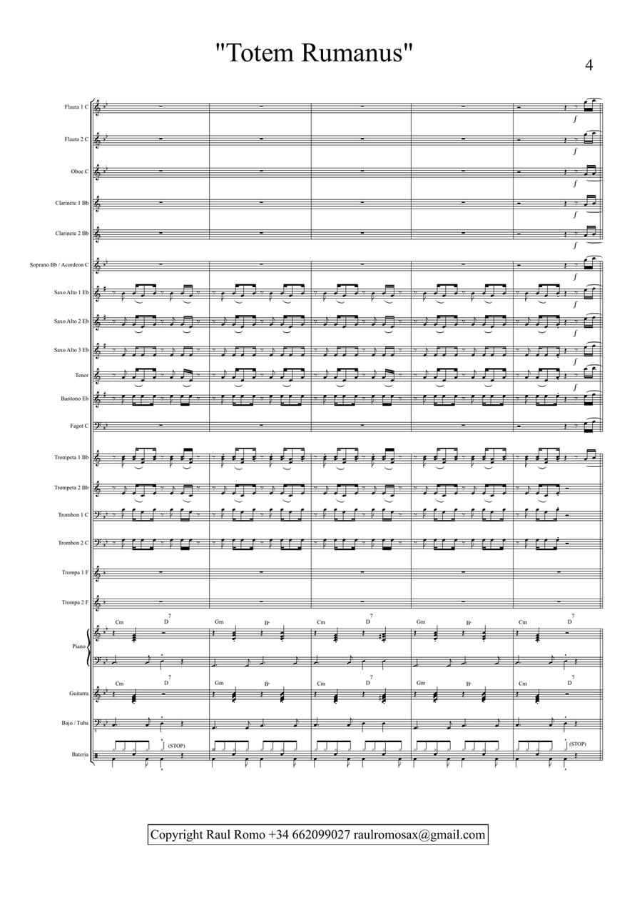 Totem rumanus - CONCERT BAND + rhythm section STUDENT BAND Concert Band scores gallery preview page 4