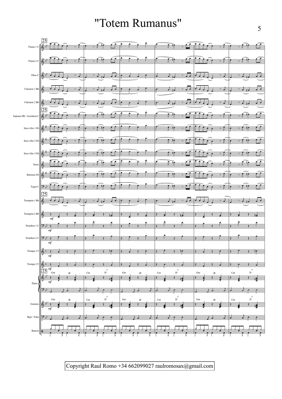 Totem rumanus - CONCERT BAND + rhythm section STUDENT BAND Concert Band scores gallery preview page 5
