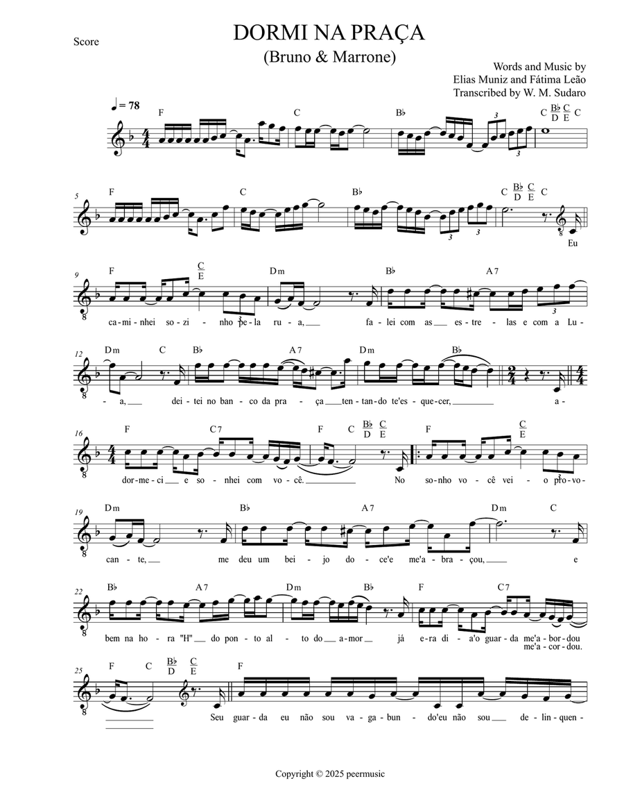 Dormi Na Praça Dormi Na Praça Tenor Voice scores gallery preview page 1