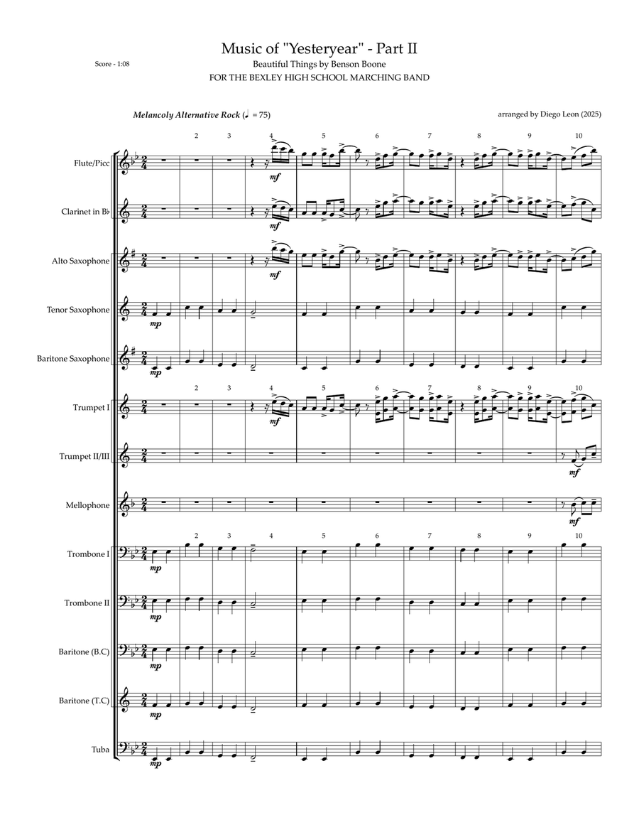 Beautiful Things Beautiful Things Marching Band scores gallery preview page 1