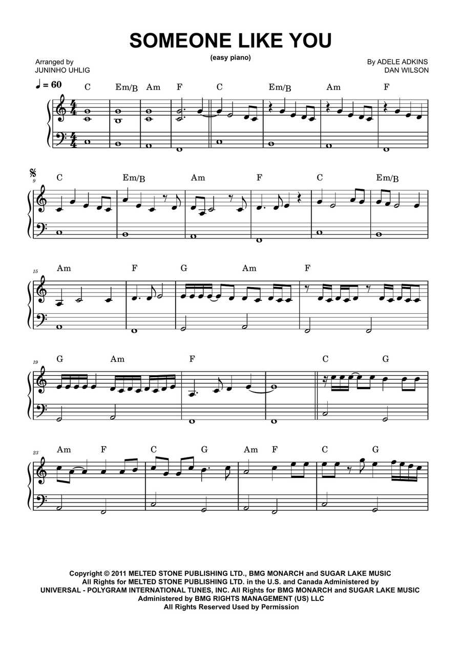 Someone Like You Easy Piano scores gallery preview page 1
