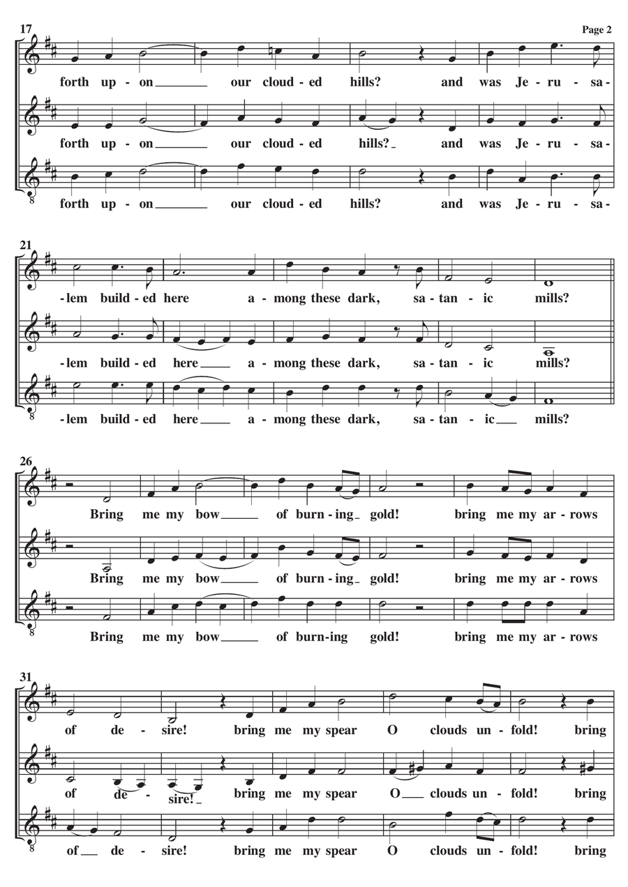 Jerusalem (And Did Those Feet) A Cappella SAT SAT scores gallery preview page 2
